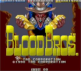 Title screen of Blood Bros. on the Arcade.