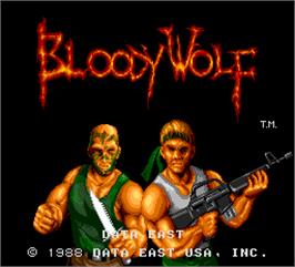 Title screen of Bloody Wolf on the Arcade.