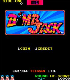 Title screen of Bomb Jack on the Arcade.