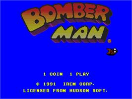 Title screen of Bomber Man on the Arcade.
