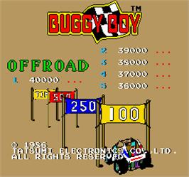 Title screen of Buggy Boy Junior/Speed Buggy on the Arcade.