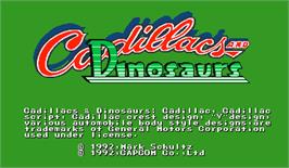 Title screen of Cadillacs and Dinosaurs on the Arcade.