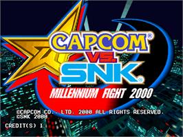 Title screen of Capcom Vs. SNK Millennium Fight 2000 on the Arcade.
