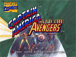 Title screen of Captain America and The Avengers on the Arcade.