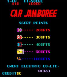 Title screen of Car Jamboree on the Arcade.