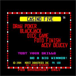 Title screen of Casino Five on the Arcade.