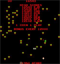 Title screen of Centipede on the Arcade.