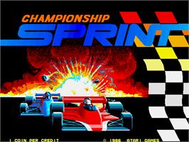 Title screen of Championship Sprint on the Arcade.