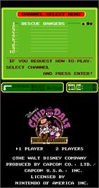 Title screen of Chip'n Dale: Rescue Rangers on the Arcade.