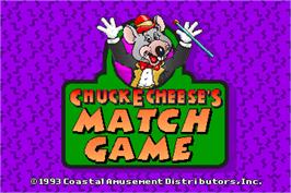 Title screen of ChuckECheese's Match Game on the Arcade.