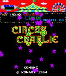 Title screen of Circus Charlie on the Arcade.