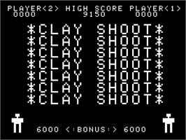 Title screen of Clay Shoot on the Arcade.