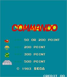 Title screen of Commando on the Arcade.