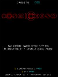 Title screen of Cosmic Chasm on the Arcade.