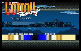 Title screen of Cotton Boomerang on the Arcade.