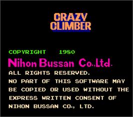 Title screen of Crazy Climber on the Arcade.