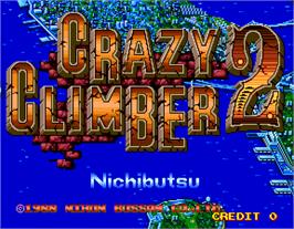 Title screen of Crazy Climber 2 on the Arcade.