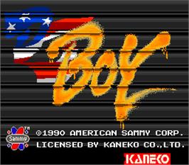 Title screen of DJ Boy on the Arcade.