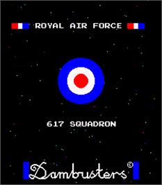 Title screen of Dambusters on the Arcade.