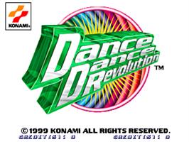 Title screen of Dance Dance Revolution on the Arcade.