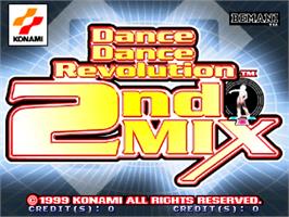 Title screen of Dance Dance Revolution 2nd Mix with beatmaniaIIDX substream CLUB VERSiON 2 on the Arcade.