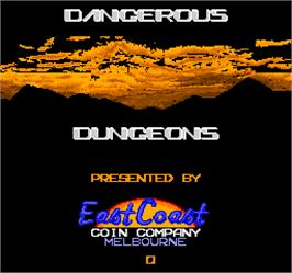Title screen of Dangerous Dungeons on the Arcade.