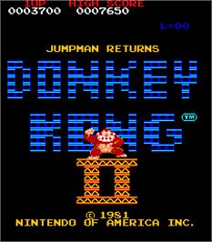 Title screen of Donkey Kong II - Jumpman Returns on the Arcade.