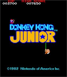 Title screen of Donkey Kong Junior on the Arcade.