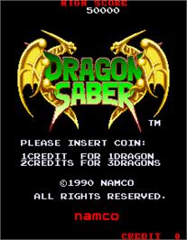 Title screen of Dragon Saber on the Arcade.