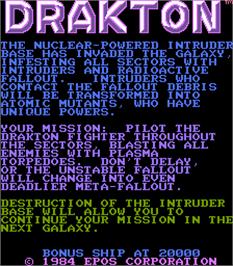 Title screen of Drakton on the Arcade.