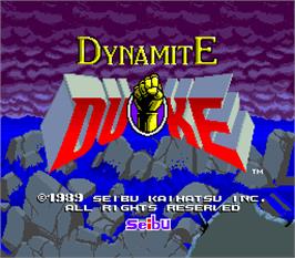 Title screen of Dynamite Duke on the Arcade.