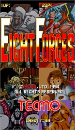 Title screen of Eight Forces on the Arcade.