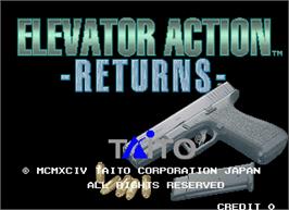 Title screen of Elevator Action Returns on the Arcade.