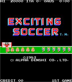 Title screen of Exciting Soccer on the Arcade.