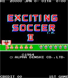 Title screen of Exciting Soccer II on the Arcade.