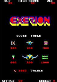 Title screen of Exerion on the Arcade.