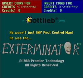 Title screen of Exterminator on the Arcade.