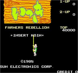 Title screen of Farmers Rebellion on the Arcade.