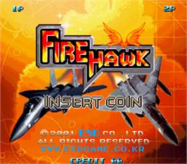 Title screen of Fire Hawk on the Arcade.