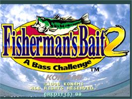 Title screen of Fisherman's Bait 2 - A Bass Challenge on the Arcade.