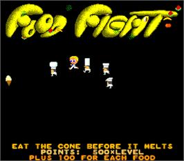Title screen of Food Fight on the Arcade.