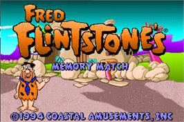Title screen of Fred Flintstones' Memory Match on the Arcade.