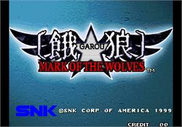 Title screen of Garou - Mark of the Wolves on the Arcade.