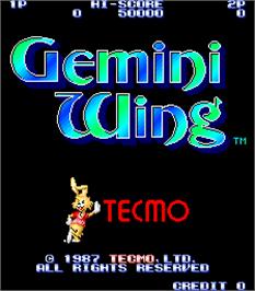 Title screen of Gemini Wing on the Arcade.