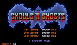 Title screen of Ghouls'n Ghosts on the Arcade.