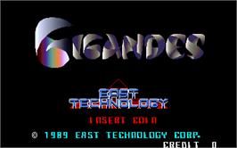 Title screen of Gigandes on the Arcade.