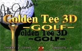 Title screen of Golden Tee 3D Golf Tournament on the Arcade.
