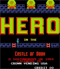 Title screen of Hero in the Castle of Doom on the Arcade.