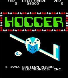 Title screen of Hoccer on the Arcade.