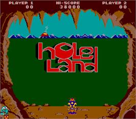 Title screen of Hole Land on the Arcade.